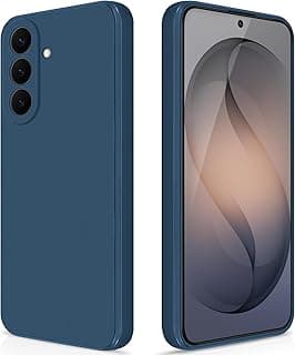 جراب سيليكون متوافق مع سامسونج Galaxy S26 Plus، جراب كامل ناعم الملمس مع حماية للكاميرا، جراب مضاد للصدمات ببطانة داخلية من المايكروفايبر، أزرق