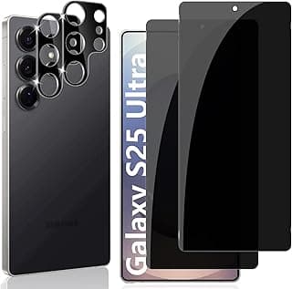 Locofun Privacy Screen Protector for Samsung Galaxy S25 Ultra 5G, [2+2 Pieces] Anti Spy Tempered Glass with Camera Lens Protection, 9H Hardness Protective Film