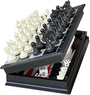 Intense Value Magnetic Chess, Checkers, Backgammon Game Set - 3-in-1 Board Games Set, 25 cm Foldable and Portable, Perfect for Travel