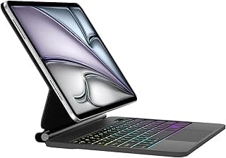SENGBIRCH Magic Keyboard for iPad Air 13 Inch M3 2025/M2 2024 – AZERTY French Bluetooth Keyboard with Touchpad, Magnetic Design Floating Magic Keyboard, Case for iPad Pro 12.9 6/5/4e, Black