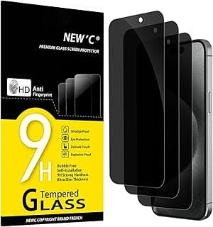3 Pack Privacy Screen Protector for iPhone 15 Pro Max, iPhone 15 Plus (6.7"), Anti Spy Tempered Glass Film,Case Friendly Ultra Resistant