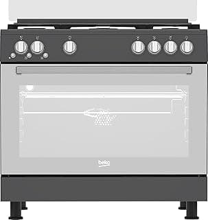 بوتاجاز غاز Cook Master قائم بذاته - 90 سم - 5 شعلات - مروحة تبريد - مروحة فرن - حوامل زهر - تركي - أمان كامل - GGR 15115 DX NA