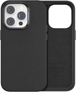 غطاء حماية من Nopatia لـ iPhone 14 Pro Max 6.7 بوصةهجين فاخر ملمس جلد طبيعي إطار معدني مصد غلاف مضاد للصدمات بطانة ألياف دقيقة (أسود)
