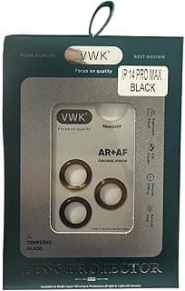VWK Stainless steel camera glass [AR+AF camera glass) for iphone 14 Pro Max / 14 Pro, Space Black Color (Black)