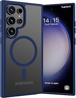 Samsung Galaxy S24 Ultra Case, Compatible with MagSafe, Transparent Hard Back Protective Shockproof Slim Case Cover for Samsung Galaxy S24 Ultra (Navy Blue)