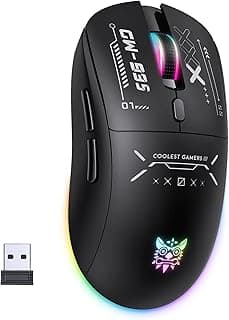 ماوس العاب لاسلكي CW935 RGB ثلاثي الاوضاع من اونكوما، 2.4 جيجاهرتز، بلوتوث وسلكي، 6 مستويات DPI قابلة للتعديل حتى 12800، تصميم مريح، مستقبل USB مخفي (اسود)