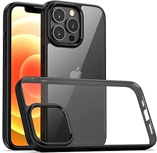 Magic Mask Clear Case Compatible With Iphone 15 Pro Cover Shockproof Hard PC +Soft Silicone Frame [Not Yellowing] Transparent Protective Slim (Black, Iphone 15 Pro)