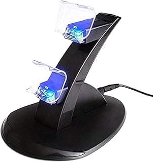 قاعدة شحن LED مزدوجة بمنفذ USB سريعة لذراع تحكم PS4 - أسود
