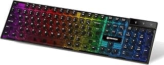 كيبورد فانتك وايرد K515 مع إضاءة RGB و مفاتيح وسائط متعددة، أسود مع أغطية مفاتيح شفافة متوافق مع الكمبيوتر
