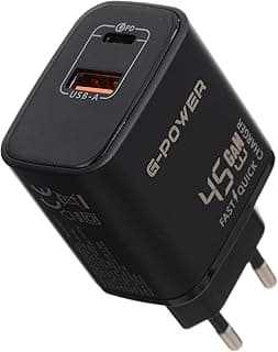 GP-C14 45W Dual USB Charger (USB-A and Usb-C) Qualcomm Quick Charge 3.0 Compatible with MacBook Pro, iPad, Galaxy, Pixel, iPhone and More - Black