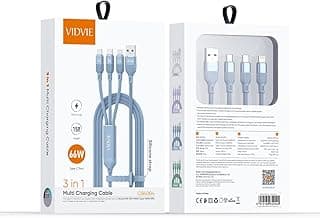 كابل شحن متعدد Vidvie، شحن سريع، يدعم ايفون (Lightning)، Type-C، و Micro USB