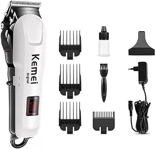 ماكينة حلاقة الحيوانات الأليفة Kemei Km-809A للكلاب والقطط - ماكينة احترافية لاسلكية قابلة للشحن للشعر الكثيف، للكلاب الصغيرة والكبيرة، هادئة مع مقص