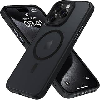 جراب iPhone 15 Pro Max مقاس 6.7 بوصة متوافق مع MagSafe، شفاف، ملمس ناعم، صلب، مضاد للصدمات والخدش، جراب حماية مغناطيسي