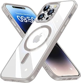 Case Magnetic Crystal Clear for iPhone 15 Pro (6.1 Inch) Case, [Compatible with MagSafe] [Not Yellowing] [Military Protection] [No.1 Strong Magnets] Slim Phone Case Thin Cover - Titanium