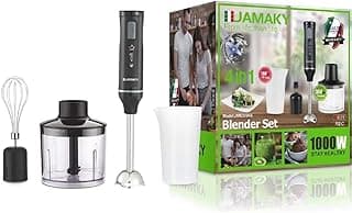 هاند بلندر Jamaki 4 في 1 بقدرة 1000W مع كبة 500 مل ومضرب بيض وكوب قياس، موتور قوي وفعال متعدد الوظائف Jmk 3004A
