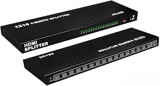 Microware 1x16 HDMI Splitter, 1 in 16 Out HDMI Powered Splitter Support 4Kx2K 3D Full HD 1080P with Adapter for HDTV/Blu-ray Player/Sky HD / PS3 / PS4 / STB