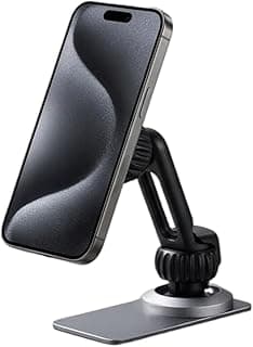 Magnetic Car Phone Mount for MagSafe Compatible with iPhone, and All SmartphonesUltra-Strong Dashboard Holder with Articulating Dual-Joint 360° Rotation, Adjustable Metal Stand