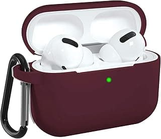 دي ال 3 موبيلاك جراب متوافق مع AirPods Pro 3 (2025) الجيل الثالث، غطاء سيليكون حماية مع ميدالية للنساء والرجال لـ ابل AirPods Pro الجيل الثالث (2025)، ضوء LED أمامي مرئي (أحمر نبيذي)
