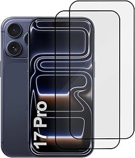 3D Tempered Glass Screen Protector for iPhone 17 Pro, Easy Installation Protective Film, Anti-Scratch, Bubble Free, 9H+ Hardness, Touch Sensitive (Pack of 2, 17 Pro)