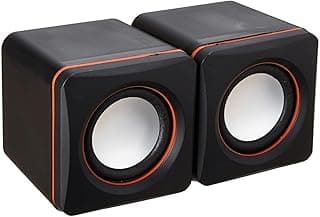 Computer Speaker, Wired USB Cable and Audio Jack, Small Size, Two Pieces, Plug and Play