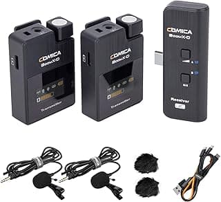 ميكروفون لافالير لاسلكي COMICA BoomX-DUC2، نظام ميكروفون لاسلكي 2.4G بمنفذ USB C للموبايل، مع 2 مرسل ومستقبل، للابتوب، البودكاست، المقابلات، يوتيوب، فيسبوك لايف