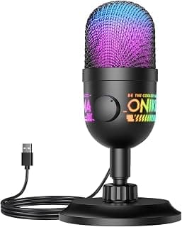 Onkuma M930 Professional USB Condenser Microphone with Noise Reduction RGB Lighting Gaming Streaming Podcast Recording Microphone for PC Mac YouTube Twitch Discord Content Creation Black