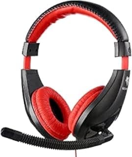 سماعات للراس جيجا ماكس GM530- يدعم 2 جاك للمايك والسماعة - اللون : اسود/ احمر، على الأذن