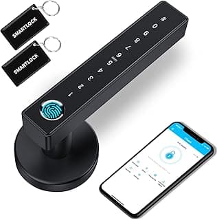 Smart Lock, Ruveno Fingerprint Smart Door Lock, Keyless Entry Smart Lock For Front Door, Electronic Keypad Code Door Lock, Bluetooth Smart Deadbolt, Biometric Fingerprint Key Fobs Smartphone Access