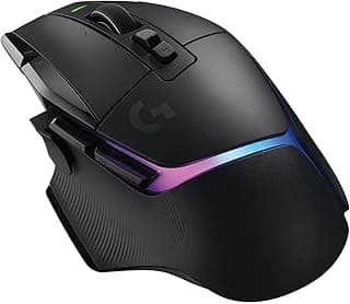 ماوس ألعاب لاسلكي G502 اكس بلس لايت سبيد بإضاءة ار جي بي ضوئي مع مفاتيح فورس هايبرد سينك مع مستشعر هيرو 25K متوافق مع الكمبيوتر بنظام ماك ويندوز من لوجيتك بلون أسود