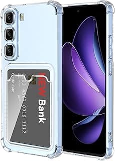 Infinix Hot 50 Case Clear Card Holder Back Wallet Crystal Transparent Soft TPU Shockproof Bumper Corner Drop Protection Phone Case Cover Camera Protection - Transparent