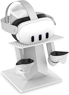 OKCSC VR Desktop Monitor Storage Stand for Oculus Quest / Quest2 /Meta Quest 3/Meta Quest Pro Virtual Reality Headset and Grip Desktop Stand Storage Holder-White