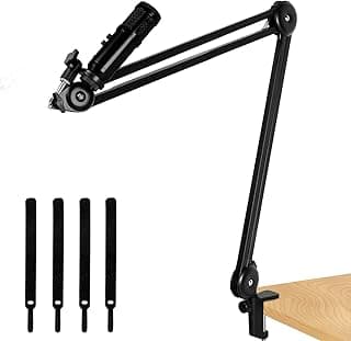 Heavy Duty Microphone Stand Adjustable Suspension Boom Scissor Mic Arm Stand for Blue Yeti Mic,Radio Broadcasting,Studio Recording,Streaming,Voice-Over Sound Studio