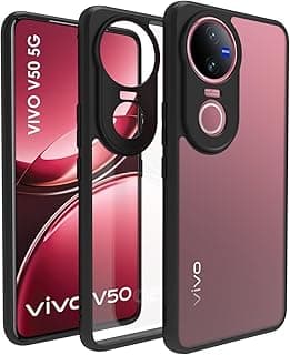 جراب لهاتف Vivo V50، شفاف كريستالي غير قابل للاصفرار، حماية بمعايير عسكرية، غطاء حماية مقاوم للصدمات مع حماية للكاميرا لهاتف Vivo V50 5G / Vivo V50E (إطار أسود)