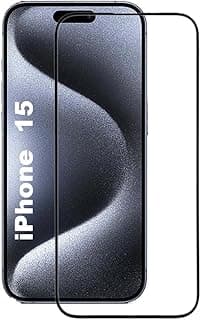 سكرين بروتكتور لهاتف ابل iPhone 15، زجاج مقوى، صلابة 9H، مقاوم للخدش، غراء كامل من الحافة للحافة (شفاف)