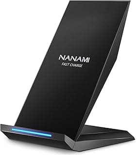 Fast Wireless Charger, Qi Certified Wireless Charging Stand for iPhone 17 16 15 14 13 12 11 Pro Max XR 8 Plus, Compatible with Samsung Galaxy S25 S24 S23 S22 S21 Ultra Note 20 Plus, Black