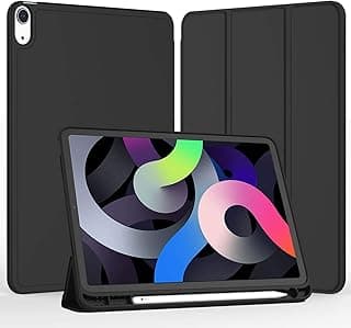 Huawei MatePad SE 11 inch 2024 Tablet Cover Case with Pencil Holder, Soft TPU Back Trifold Stand Protective Smart Cover Flip, Auto Wake&Sleep (Black)