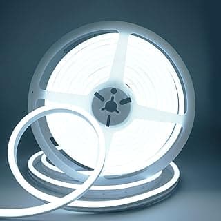 شريط إضاءة نيون LED أبيض، 12 فولت 600 SMD2835، شريط نيون مرن ومقاوم للماء بطول 5 متر للديكور الداخلي والخارجي