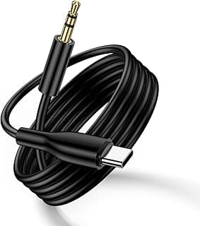 كابل USB C إلى AUX 3.5 ملم، محول صوت ستيريو للسيارة وسماعات الرأس، طول 1 متر، أسود