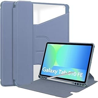 جراب تابلت سامسونج جالاكسي Tab S10 FE مقاس 10.9 بوصة 2025، جراب حماية بمسند دوار 360 درجة مع مكان للقلم (لون بنفسجي)