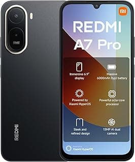 شاومي هاتف ذكي ريدمي ايه 7 برو 4GB+64GB 4G، بطارية 6000mAh، معالج ثماني النواة، كاميرا مزدوجة 13MP، شاشة 6.9 انش 120Hz، اسود | ضمان 18 شهر من الشركة المصنعة