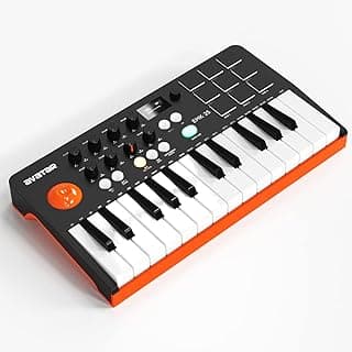 كيبورد تحكم MIDI موديل EMK-25 مع بلوتوث، يتميز بمفاتيح Waterfall، و9 وسادات طبول بإضاءة خلفية، و8 مقابض، وشاشة OLED