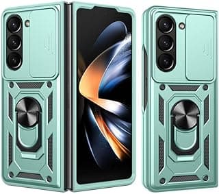 Compatible with Samsung Galaxy Z Fold 6 Case Cover, Camera Sliding Cover, 360 Rotating Ring Holder, Kickstand, Shockproof, Military magnetic car holder for Samsung Z Fold 6 (Green)