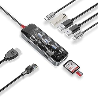 موزع USB-C متعدد المنافذ 9 في 1، يدعم شاشات 4K@60Hz HDMI، منفذ LAN بسرعة 1000 ميجابت، فتحة كارت SD/TF، منفذي USB-A بسرعة 5 جيجابت، شحن سريع 100 واط، TransHub-Go