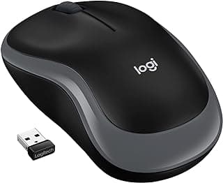 ماوس لاسلكي M185 بسرعة 2.4 جيجاهرتز مع مستقبل USB صغير يوفر مدة تشغيل بطارية تدوم 12 شهر وبتتبع بصري 1000 نقطة لكل بوصة، متوافق مع الكمبيوتر/ماك/لاب توب - رمادي