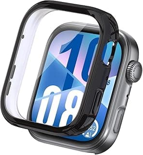 جراب متوافق مع ساعة هواوي Watch Fit 4، حماية كاملة مع سكرين بروتكتور مدمجة، TPU ناعم، مضاد للصدمات، إطار حماية رفيع (أسود)