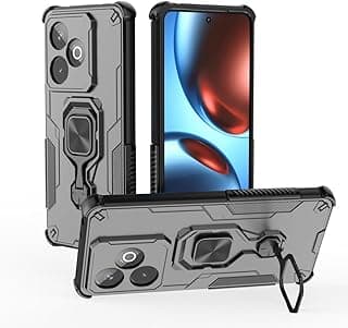 جراب متوافق مع Realme GT7 5G ، - غطاء مزدوج الحماية مقاوم للصدمات شديد التحمل مع حماية فائقة للكاميرا - غطاء واقي مضاد للخدش مع حلقة معدنية من Graby Shop - أسود