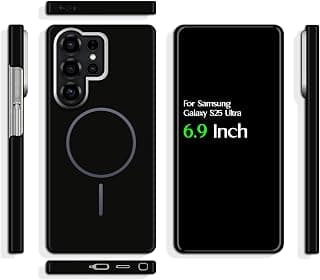 For Samsung Galaxy S25 Ultra PC Hard Slim Fit Back Cover, Supports Wireless Charging and Camera Hard Frame Protector Compatible With Samsung Galaxy S25 Ultra (6.9") (Matte Black)