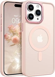 جراب لهاتف ابل 15 Pro Max، جراب مغناطيسي [متوافق مع MagSafe]، شفاف غير لامع، نحيف ومقاوم للصدمات، جراب حماية للنساء والرجال (وردي)