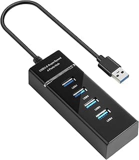 موزع USB بـ4 منافذ 3.0 من اكسفي، بيانات 5 جيجابايت في الثانية متعدد موسع محول رصاص لأجهزة اللابتوب وذاكرة فلاش وهارد ديسك المحمول والمزيد، متوافق مع أجهزة منفذ
