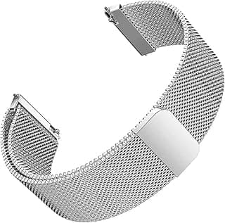 Milanese Loop Stainless Steel Metal Replacement Bracelet for Fitbit Versa Bands, Elegant Adjustable Magnetic Strap - silver